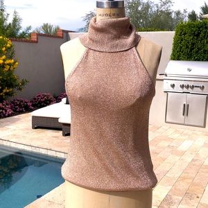 Guess metallic sleeveless turtleneck top size M